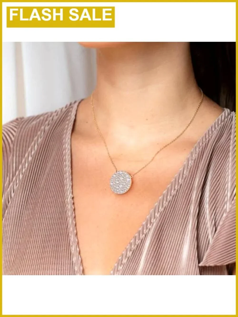 14K Gold Plated Sterling Silver Pave Birthstone Pendant Necklace